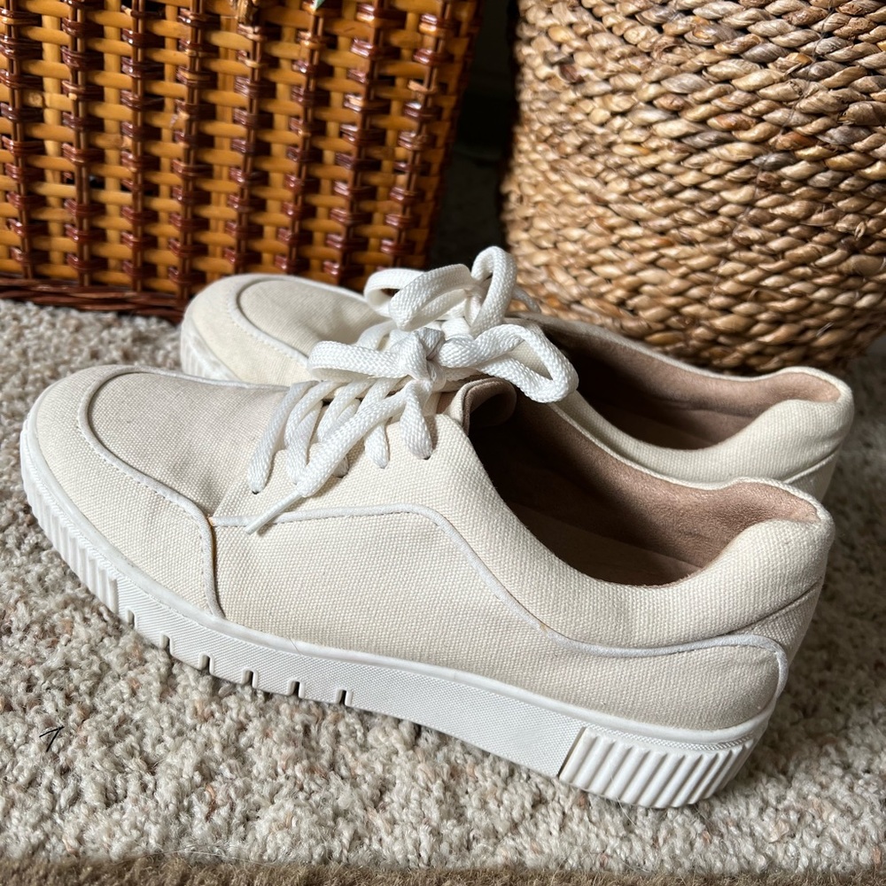 Women's Cream Canvas Sneakers